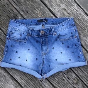 Star printed denim shorts